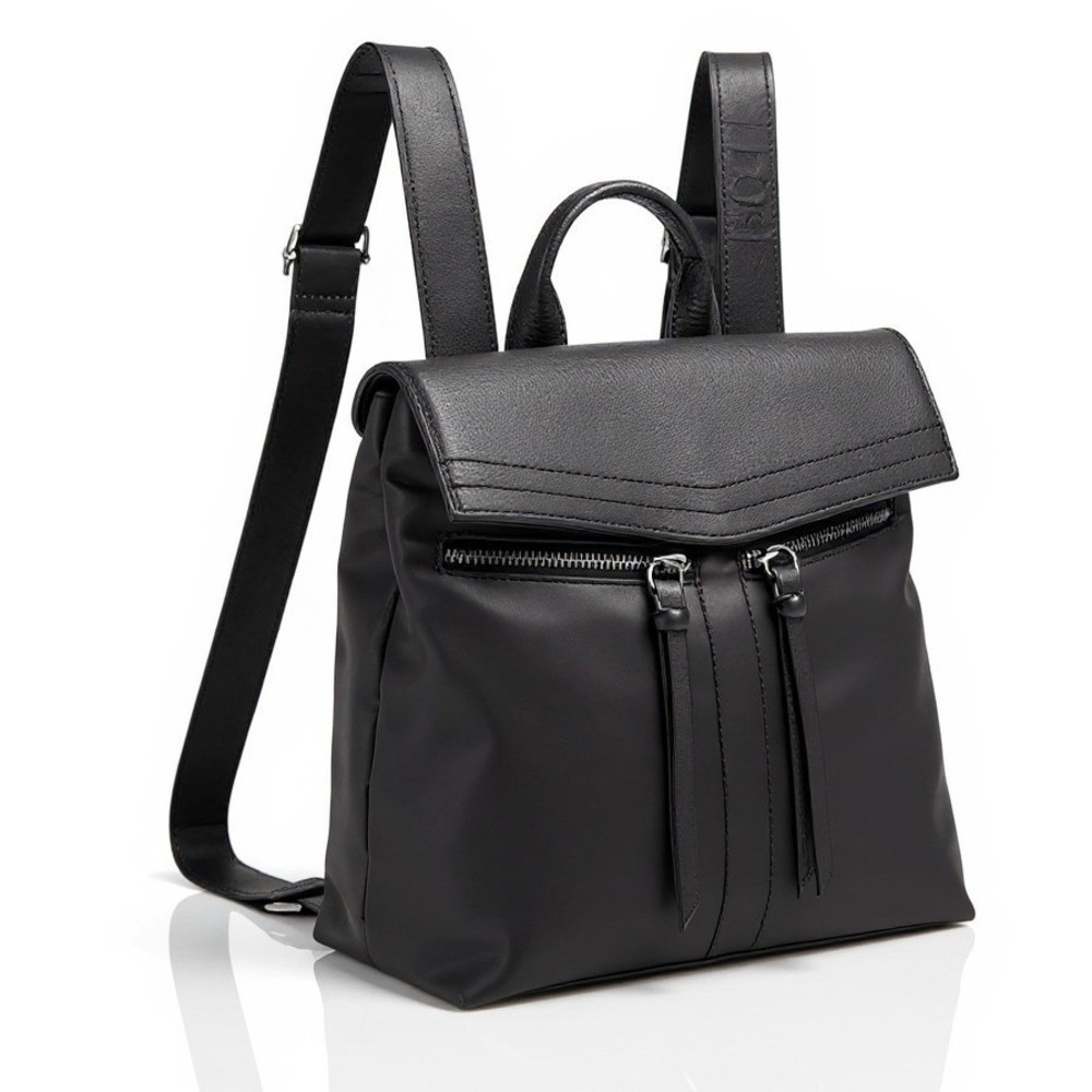 Botkier Women's Black Nylon Mini Backpack Flap Top‎ Travel Casual Bag